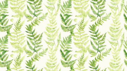 Seamless watercolor pattern featuring stylized fern leaves perfect for textiles and home decor