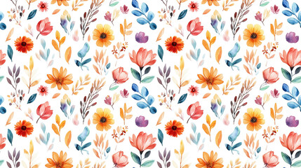 Seamless pattern of watercolor hand painted hobby elements perfect for crafting and stationery design