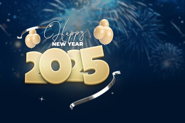 Happy New Year celebration banner and background design