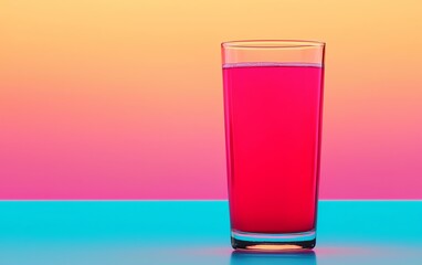 Vibrant glass of pink beverage against a colorful pastel background, perfect for summer refreshment and vibrant drink themes.