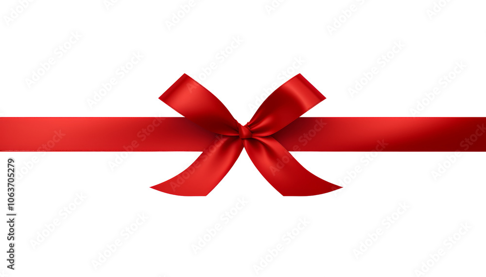 Canvas Prints red ribbon bow border isolated on transparent background cutout
