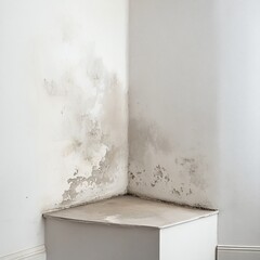 Mold Growth on Interior Wall in Dimly Lit Room