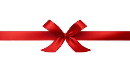 red ribbon bow border isolated on transparent background cutout