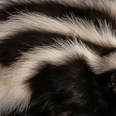 Fototapeta premium Skunk Fur Texture, Animal Hide Pelt Skin Graphic, Nature Hair Pattern