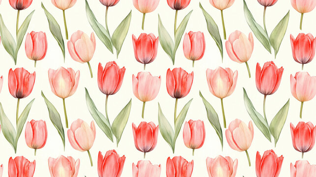 Set of hand drawn watercolor tulip frames in a seamless pattern perfect for wedding invitations and custom card designs