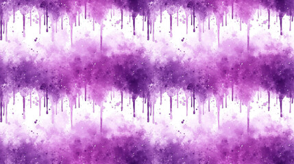 Seamless abstract pattern featuring watercolor white spatter and purple tie dye drips ideal for textile design and artistic backgrounds
