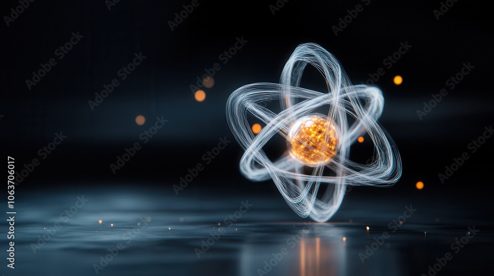 Poster visualize crystal lattice atomic structure with glowing particles and dynamic energy. this captivati