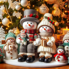 Christmas toys Christmas trees Christmas and New Year decorations in the form of toys near the tree