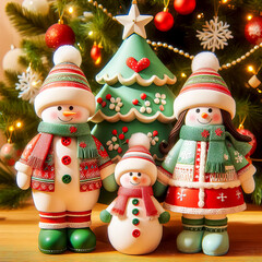 Christmas toys Christmas trees Christmas and New Year decorations in the form of toys near the tree