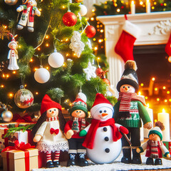 Christmas toys Christmas trees Christmas and New Year decorations in the form of toys near the tree