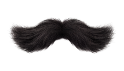 short beard or mustache black color isolated on transparent background cutout