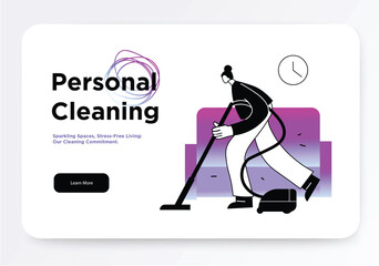 Fototapeta premium A person vacuuming in a modern setting, showcasing the commitment. Vector illustration