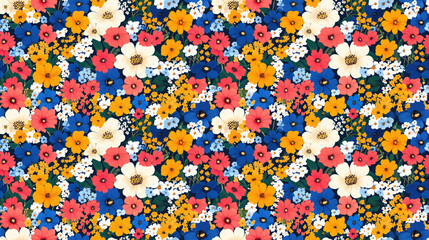 Floral seamless pattern featuring a variety of colorful flowers perfect for textile design and home decor