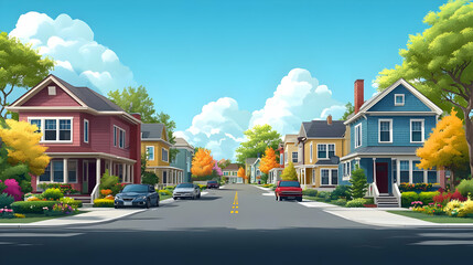 Suburban Street Illustration