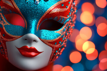 Explore the enigmatic charm of a vibrant carnival mask in captivating detail for a mesmerizing visual experience