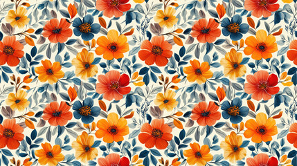 Obraz premium Abstract floral seamless pattern featuring vibrant watercolor blooms ideal for textile prints bed linen and fashion design
