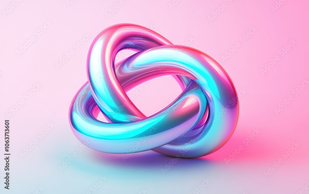 Poster colorful abstract 3d shape with a smooth finish on a gradient background.