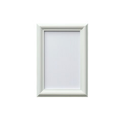 Empty white photo frame on a white background, perfect for displaying artwork, photos, or documents. transparent background