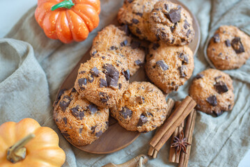 sweet home made pumpkin chocolate chip cookies