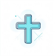 Obraz premium Blue Christian Cross Icon Design