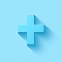 Obraz premium Blue Plus Sign Icon with Long Shadow