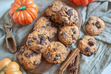 sweet home made pumpkin chocolate chip cookies