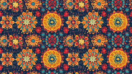 Colorful seamless pattern showcasing intricate geometric designs ideal for fabric and wallpaper applications