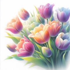 Fototapeta premium 오로라 색상의 튤립, 파스텔화 (aurora color Tulip, pastel painting)