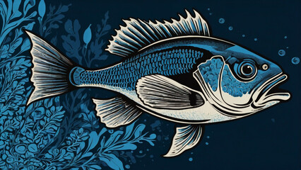 Decorative fish stickers png illustrations of aquatic animals Fish Baground
