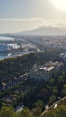 view of the city of Málaga from the Mirador de la Coracha at the Gibralfaro Castle, Andalusia, Spain

