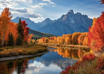 Serene Pixel Art Landscape of Vibrant Autumn Trees in Fiery Colors with a Tranquil Atmosphere