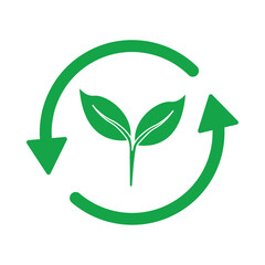 ecology leafs plant green with recycle arrows