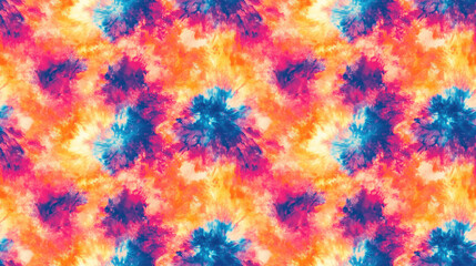 Colorful seamless tie dye pattern featuring abstract clouds and shibori design perfect for fabric or wallpaper applications