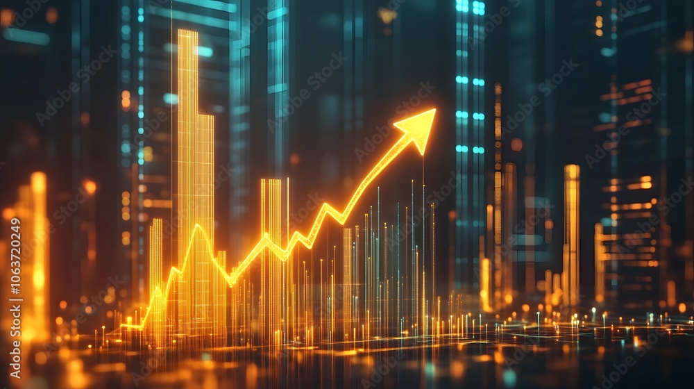Poster Dynamic Growth Chart with Rising Arrow and Data Visuals