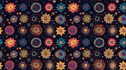 Cute multi colored mandala star abstract seamless pattern perfect for wrapping paper and wallpaper