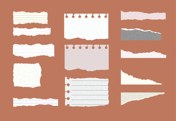 collection of ripped paper, magazine cut out paper, torn paper