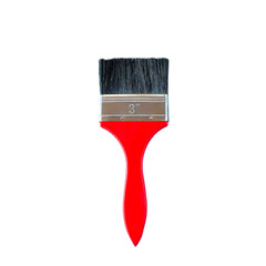 Red paint brush on white background.