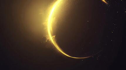 Obraz premium Amazing solar eclipse with yellow rays of light on the starry sky. Sun and moon in space 