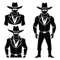flat design cowboy silhouette illustration full