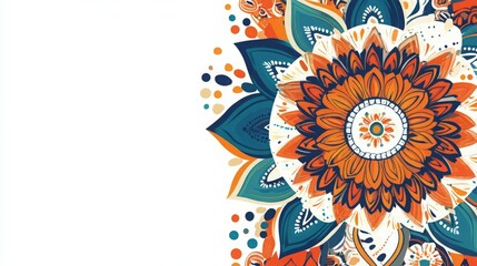 Vibrant floral pattern in warm colors with intricate details on a contrasting background.