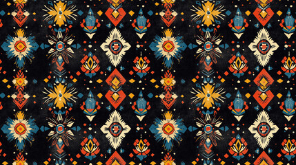 Fototapeta premium Seamless ethnic ornament pattern featuring intricate designs for modern aesthetic applications