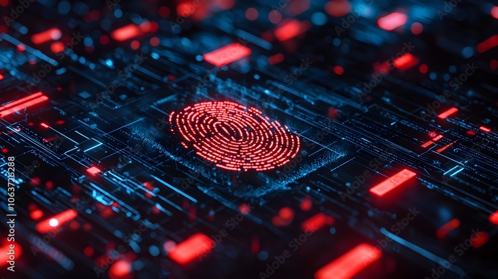 Aufkleber glowing digital fingerprint on holographic screen symbolizing high tech fraud detection concept