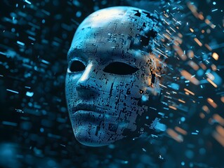 Digital Hacker s Mask Dissolving into Fragments as Security Locks Down Access Symbolizing Fraud Prevention in Digital Networks