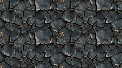 Fototapeta premium Seamless abstract black texture pattern for luxurious interiors wallpaper and tile design featuring a weathered look with painted plaster cracks