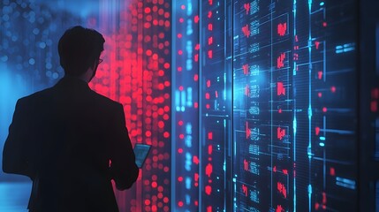 Cybersecurity Expert Analyzing Hacked Server Data for Fraud Detection