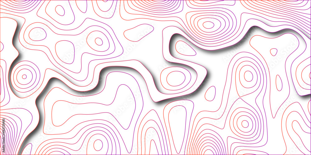 Poster Abstract white colorful gradient Topographic line map background. Contour elevation topographic and textured Background Modern design with White background with topographic wavy pate for decoration.	
