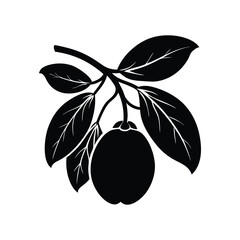 loquat fruit silhouette vector icon for a tropical fruit design
