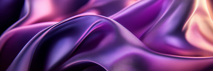Fototapeta premium Close-up of smooth, silky fabric in shades of purple, pink and orange.