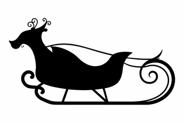 
Santa sleigh silhouette, Christmas slide black icon vector, Christmas sleigh 