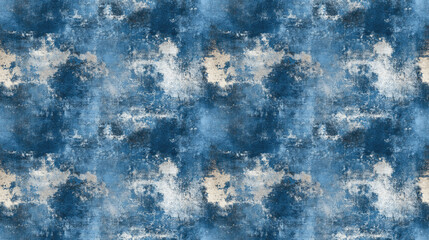 Obraz premium Indigo blue grunge wash linen pattern featuring a modern rustic nautical style ideal for fashion and home decor applications